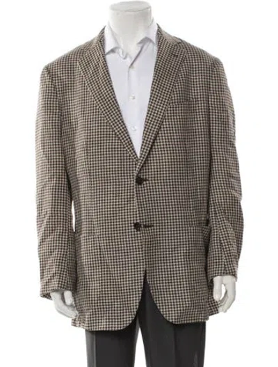 Pre-owned Suitsupply Houndstooth Print Embroidered Accent Blazer In Neutral
