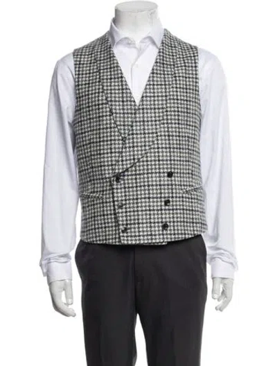 Pre-owned Suitsupply Houndstooth Print Suit Vest In Neutrals