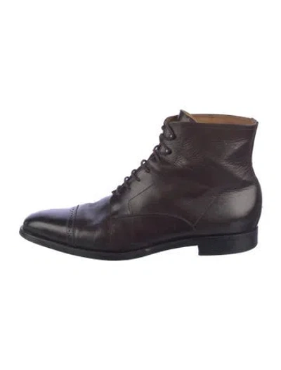 Pre-owned Suitsupply Leather Lace-up Boots In Brown