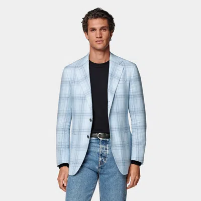 Suitsupply Light Blue Checked Tailored Fit Havana Blazer