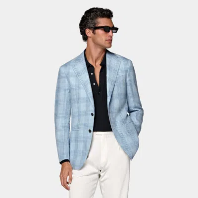 Suitsupply Light Blue Checked Tailored Fit Havana Blazer