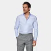 SUITSUPPLY SUITSUPPLY LIGHT BLUE CHECKED TWILL SLIM FIT SHIRT
