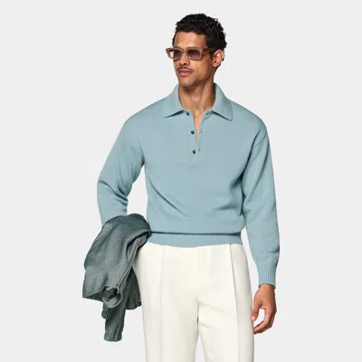 Suitsupply Light Blue Long Sleeve Polo