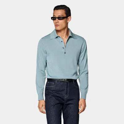 Suitsupply Light Blue Long Sleeve Polo