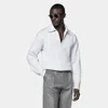 Suitsupply Light Blue Ribbed Long Sleeve Buttonless Polo