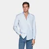 SUITSUPPLY SUITSUPPLY LIGHT BLUE STRIPED POPLIN SLIM FIT SHIRT