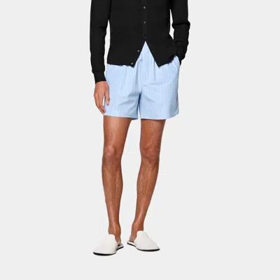 Suitsupply Light Blue Striped Straight Leg Shorts
