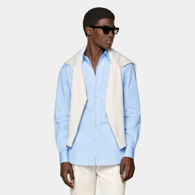 Suitsupply Light Blue Striped Tailored Fit Shirt