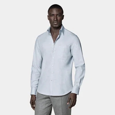 SUITSUPPLY LIGHT BLUE COTTON FLANNEL SHIRT
