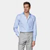 SUITSUPPLY SUITSUPPLY LIGHT BLUE TWILL SLIM FIT SHIRT
