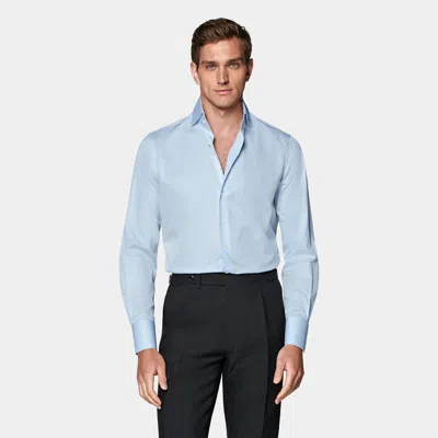SUITSUPPLY SUITSUPPLY LIGHT BLUE TWILL TAILORED FIT SHIRT