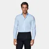 Suitsupply Blue Striped Poplin Slim Fit Shirt