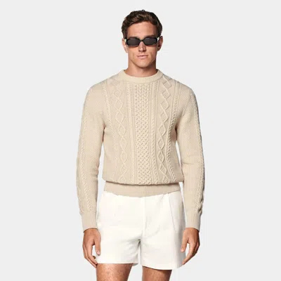 Suitsupply Light Brown Cable Crewneck