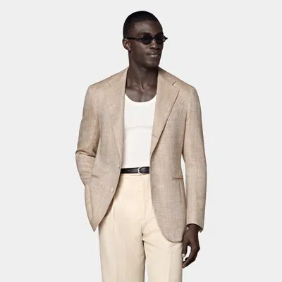 Suitsupply Light Brown Herringbone Relaxed Fit Roma Blazer