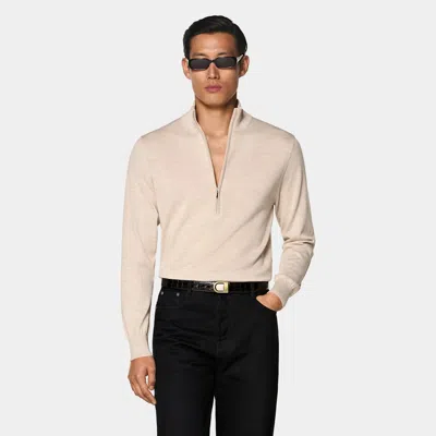 Suitsupply Light Brown Merino Half Zip