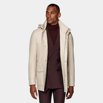 Suitsupply Light Brown Padded Parka In White