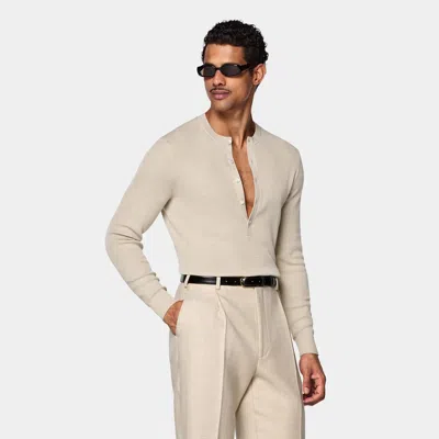 Suitsupply Light Brown Ribbed Henley