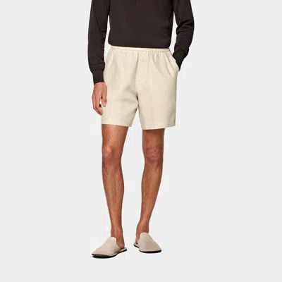 Suitsupply Light Brown Straight Leg Shorts In White