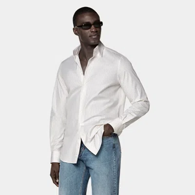 Suitsupply Light Brown Striped Classic Collar Shirt
