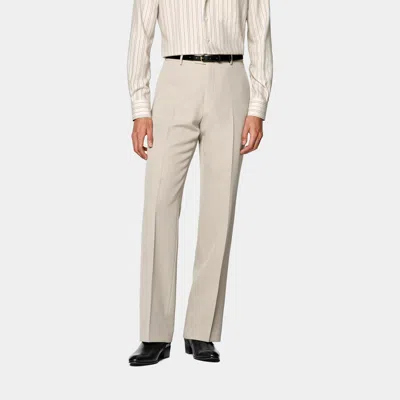 Suitsupply Light Brown Wide Leg Flared Suit Trousers