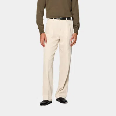 Suitsupply Light Brown Wide Leg Straight Chinos In Neutral