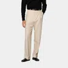 Suitsupply Light Brown Wide Leg Straight Trousers In White
