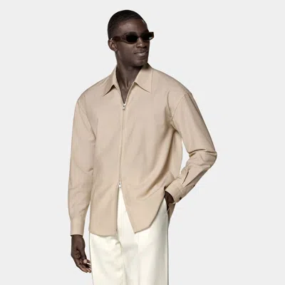 Suitsupply Light Brown Wool Mohair Overshirt