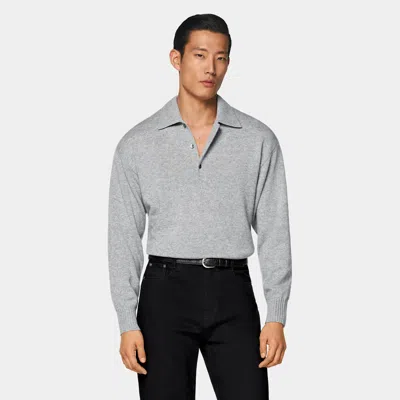 Suitsupply Poloshirt Langarm Hellgrau In Gray