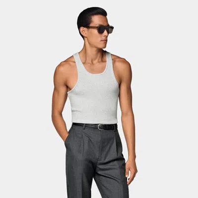 Suitsupply Light Grey Ribbed Tank Top In Gray