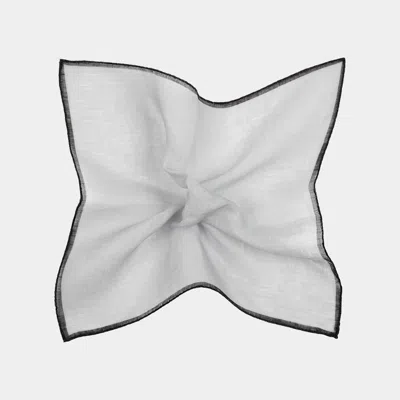 Suitsupply Light Grey Squares Pocket Square In Black