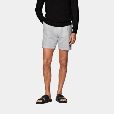 Suitsupply Light Grey Pleated Firenze Shorts In Gray