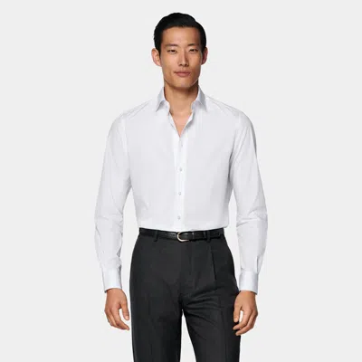 Suitsupply Light Grey Striped Widespread Collar Shirt In Gray