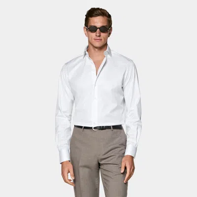 Suitsupply Light Grey Striped Widespread Collar Shirt In White