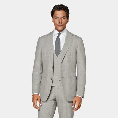 Suitsupply Light Grey Three-piece Havana Suit In Neutral