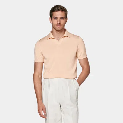 Suitsupply Light Pink Buttonless Polo Shirt In Brown