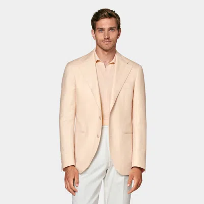 Suitsupply Light Pink Herringbone Relaxed Fit Roma Blazer
