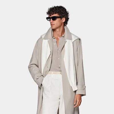 Suitsupply Light Taupe Belted Overcoat In Gray