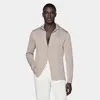 SUITSUPPLY SUITSUPPLY LIGHT TAUPE LONG SLEEVE POLO CARDIGAN