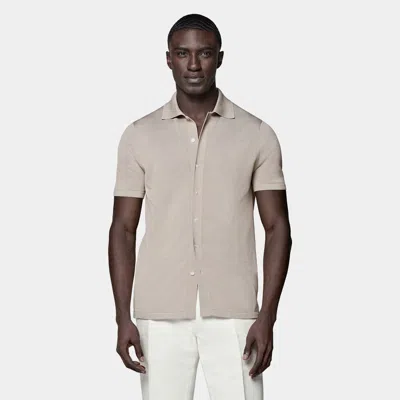 Suitsupply Light Taupe Polo Cardigan In Neutral