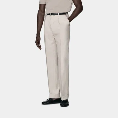 Suitsupply Light Taupe Wide Leg Tapered Pants