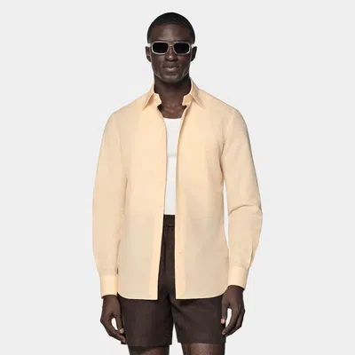Suitsupply Light Yellow Tailored Fit Shirt In Brown