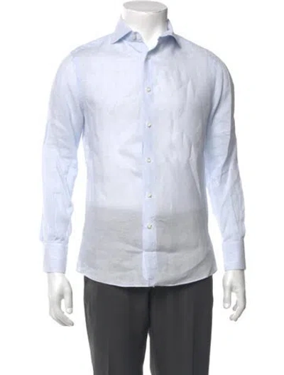 Pre-owned Suitsupply Linen Long Sleeve Dress Shirt In Blue