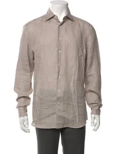 Pre-owned Suitsupply Linen Long Sleeve Dress Shirt In Neutral