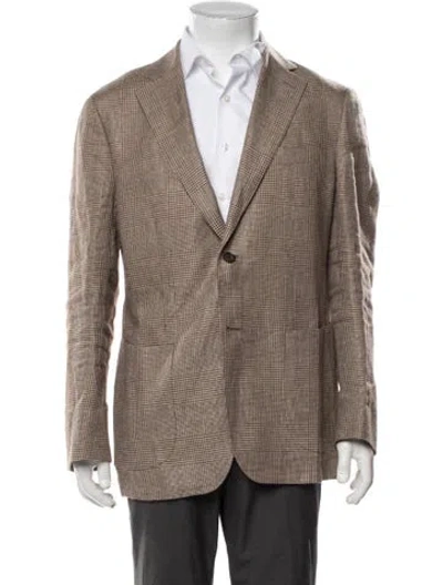 Pre-owned Suitsupply Linen Plaid Print Blazer In Brown