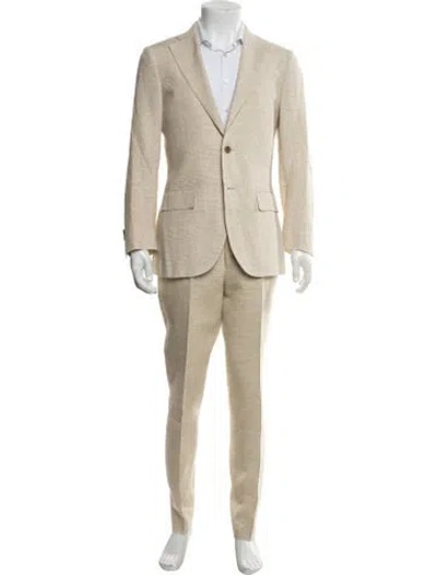 Pre-owned Suitsupply Linen Plaid Print Two-piece Suit In Neutral