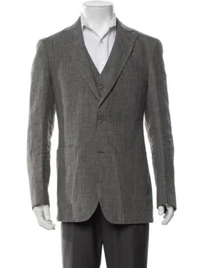 Pre-owned Suitsupply Linen Suit Vest In Brown/grey/white