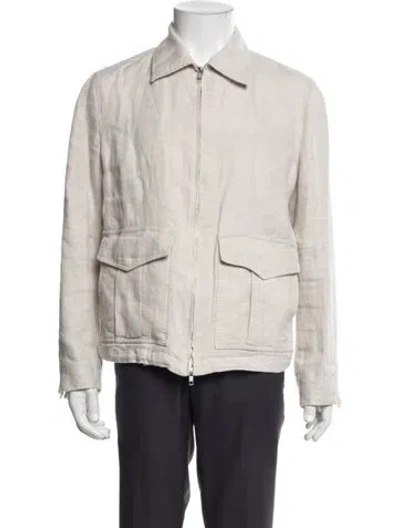 Pre-owned Suitsupply Linen Utility Jacket In Neutral
