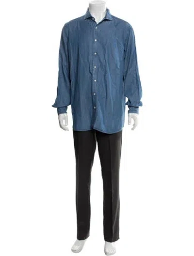 Pre-owned Suitsupply Long Sleeve Denim Shirt In Blue