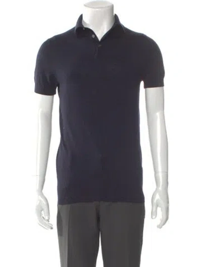 Pre-owned Suitsupply Merino Wool Collar Polo Shirt In Blue