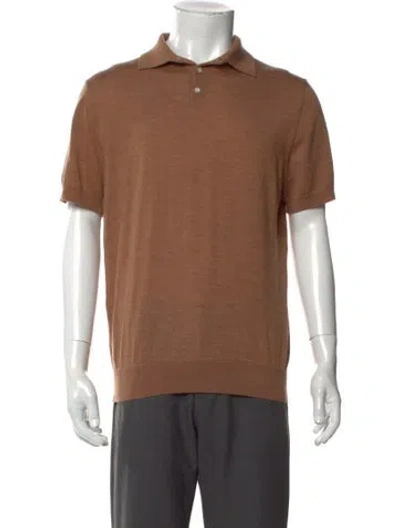 Pre-owned Suitsupply Merino Wool Collar Polo Shirt In Brown